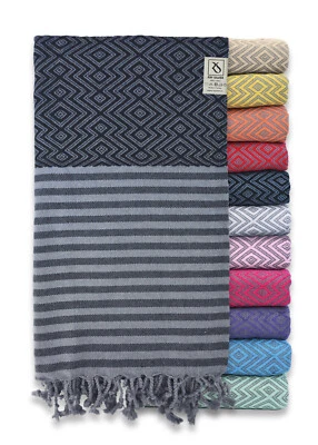 RAY SILVER Turkish Beach Towel Oversized 40x71 100% Cotton Sand Free Quick Dr... - Image 1 of 4