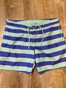 Gap Men Size XL Swim Beach Board Trunks Shorts Blue Teal Green Striped Pockets - Picture 1 of 5