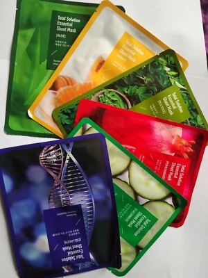 6 PCS -  PRETTY SKIN TOTAL SOLUTION ESSENTIAL SHEET FACE MASKS - MIXED VARIETIES - Image 1 of 4