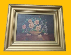 Blumenschale gerahmt Ölgemälde von T Ooley - Bild 1 von 3