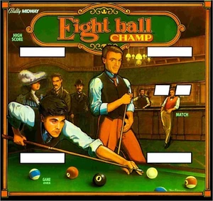 Bally / Midway Eight Ball Champ Pinball Machine Translite - Picture 1 of 1