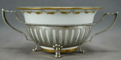 Lenox Turquoise Beaded & Gold Floral & Gorham Sterling Bouillon Cup 1896-1906 B - Image 1 of 4