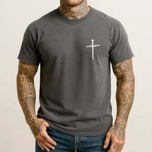 Three Nail Cross Men's Christian T Shirt - Picture 1 of 17