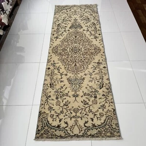 3x8 Vintage Oriental Runner Rug, Hand Knotted Wool Turkish Carpet - Picture 1 of 10