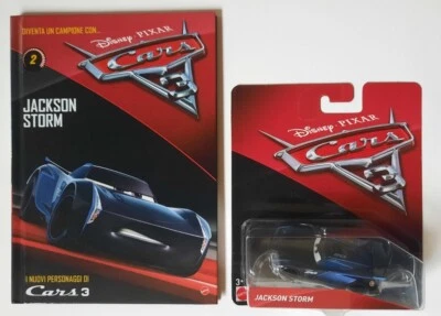 CARS 3 Disney pixar Jackson Storm 2017 + minilibro rarissimo mattel 1/55 maclama - Immagine 1 di 4