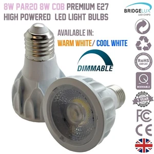 2x 8W PAR20 Dimmable E27 LED Ceiling spotlight Warm & Cool White Down Light Bulb - Picture 1 of 6