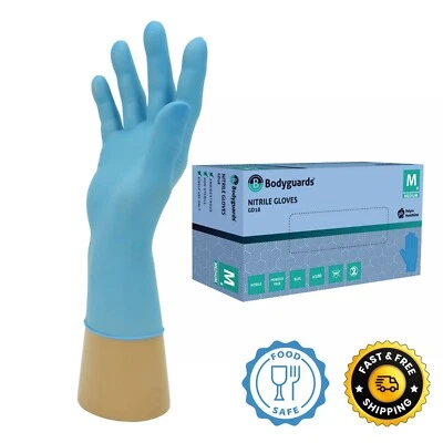 BODYGUARDS 100 Blue Nitrile Gloves Disposable, Latex & Powder Free All Sizes 500 1000 2000