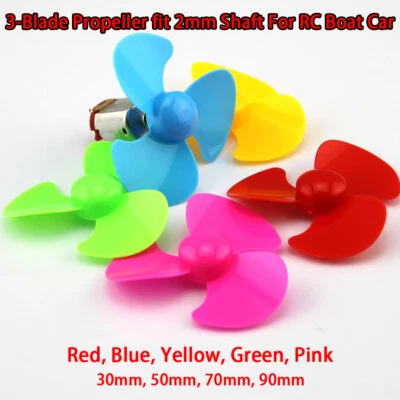 Colors 3-Blade Propeller Prop 30mm 50mm 70mm 90mm fit 2mm Shaft For RC Boat Car - Image 1 of 4