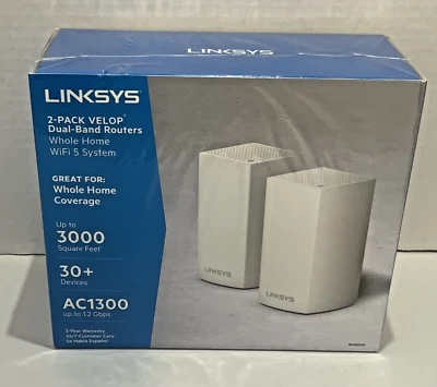 Linksys AC1300 2-Pack VELOP Dual-Band Routers Whole Home WiFi 5 System (WHW0102) - Image 1 of 4