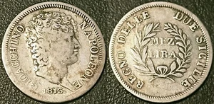 Italie - Royaume de Naples - Joachim Murat - 1/2 lira argent 1813 ! KM#263 - Foto 1 di 1