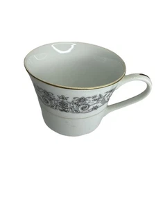 Empress China Renaissance 1025 Black Scrolls Leaves & Flowers  TEA CUP Vintage - Picture 1 of 7