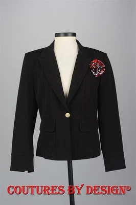 Chaqueta de algodón elástico St John Knits negra detalle de alfiler talla pequeña nueva con etiquetas precio de venta sugerido por el fabricante 900 USD Foto 1 de 2