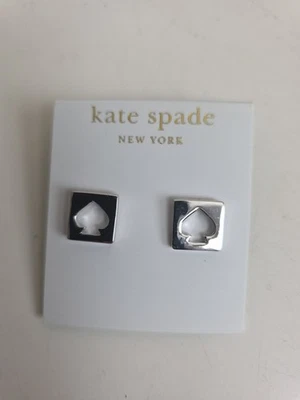 Kate Spade New York Square Spade Logo Earrings Silver Designer with tag New  - Image 1 of 2