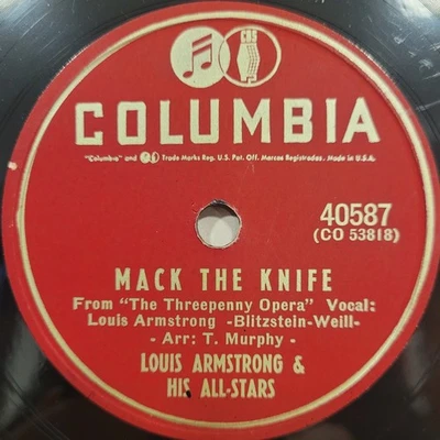 HEAR👂Louis Armstrong Mack The Knife Back O' Town Blues Columbia 40587 78 RPM - Image 1 of 4