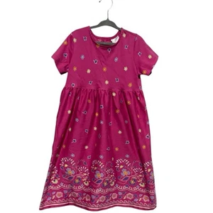 Hanna Andersson Pink Short Sleeve Floral Paisley Casual Dress Kids 110 US 5 - Picture 1 of 6