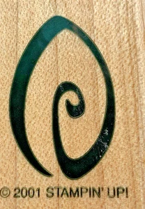 Vintage Stampin Up Stempel 1,25 Zoll SWIRL LEAF 2001 Einzelmarken NUR 1,5 x 1,25 Zoll - Bild 1 von 5