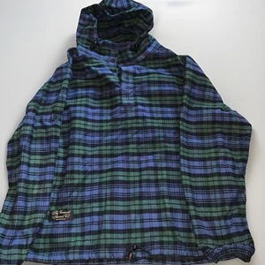 Vermont Flannel Co Men’s Flannel Hooded Henley Shirt Black watch Plaid-Large-USA - Picture 1 of 7