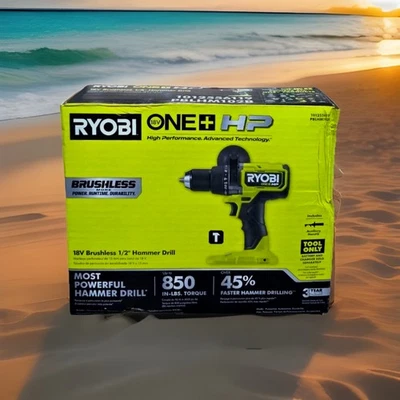 RYOBI ONE + HP 18V Brushless Cordless 1/2 in. Hammer Drill (Tool Only) PBLHM101B - Image 1 of 4