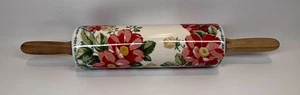 The Pioneer Woman Floral Ceramic Rolling Pin Wood Handles Retired Pattern - Picture 1 of 6