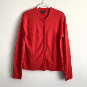 Grace Kaschmir Strickjacke Pullover Damen klein rot versteckte Knopfleiste Strick klassisch - Bild 1 von 6