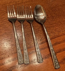 4 Stk. Orleans Silber Edelstahl Korea Floral Silberbesteck (G) - Bild 1 von 2