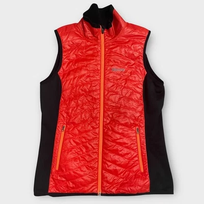Colete acolchoado grande feminino Marmot vermelho preto Polartec zíper completo externo - Imagem 1 de 4