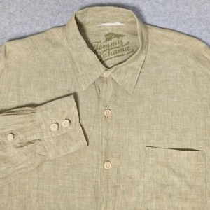 Camisa Tommy Bahama Relax Lino Abotonada Para Hombre Grande Manga Larga Verde - Imagen 1 de 7