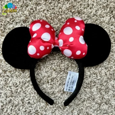 Disney Parks Minnie Mouse Plush Ears Headband Classic Red & White Polka dot Bow - Image 1 of 4