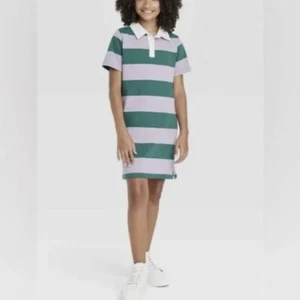 Art Class Girls Striped Lavender Green Rugby Polo Dress XL (14-16) New w/tag - Picture 1 of 7