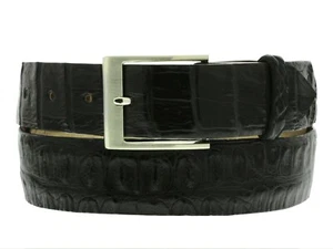 Cinturón de cuero de piel de cocodrilo genuino exótico vaquero rodeo hebilla plateada - Imagen 1 de 4