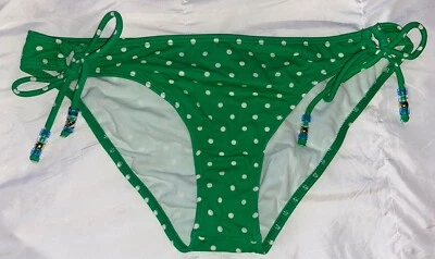 NWT Raisins Dot Tunnel Side Tie Sweet Pea Swimsuit Bikini Bottom L Green (B7) - Image 1 of 2