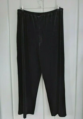 Bob Mackie 女式 XL 裤子黑色天鹅绒丝绒弹力腰围 18 — 第 1/4 张图片