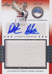 2013 Leaf Power Showcase Jersey Autographs Silver #DR1 Dakota Robbins /10