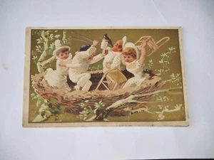 CHROMO PUBLICITAIRE 4 ENFANTS DANS UN NID C 431 - Bild 1 von 1