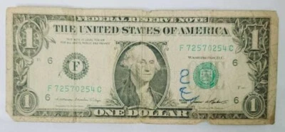 1985 F Federal Reserve Note One Dollar US Paper Money Green Seal Washington Dْ.C - Image 1 of 4