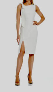 CALVIN KLEIN BOW TIE ASYMMETRICAL DESIGN SHEATH DRESS, WHITE, SIZE 6 NWT