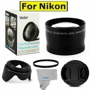 52MM 2.2X TELEZOOMOBJEKTIV +GEGENLICHTBLENDE +UV FILTER FÜR NIKON D3300 D5000 D5100 - Bild 1 von 9
