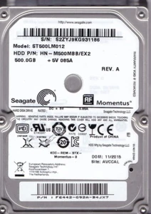 ST500LM012 pn: HN-M500MBB/EX2 sn: S2Z 2015 AVCCAL 500GB SATA 2.5 A20-05 - Picture 1 of 2