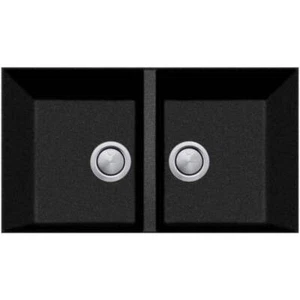 Oliveri Santorini Black Piccolo Double Bowl Undermount Sink - Picture 1 of 2