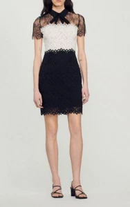 Sandro Paris Women's Dress Size 36 FR / S Two-Tone Lace Dress SFPRO00765 - Picture 1 of 9