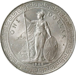 Great Britain: Edward VII Trade Dollar 1908-B, PCGS MS-64, Bombay Mint, Near Gem - Picture 1 of 6