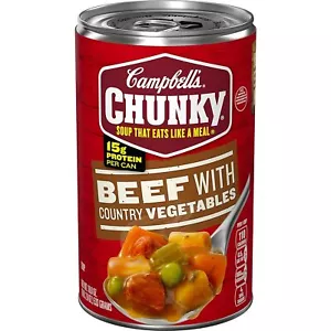 (4 Pack) Campbell’s Chunky Soup, Beef Soup with Country Vegetables, 18.8 Ounce - Picture 1 of 6