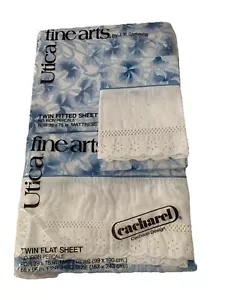 Vintage New-Utica Cacharel Design Florals Twin Size Sheet Set No Iron - Picture 1 of 4