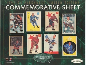 1992 Parkhurst Limited Edition Commemorative Sheet Bob Baun, Bill Gadsby - Picture 1 of 1