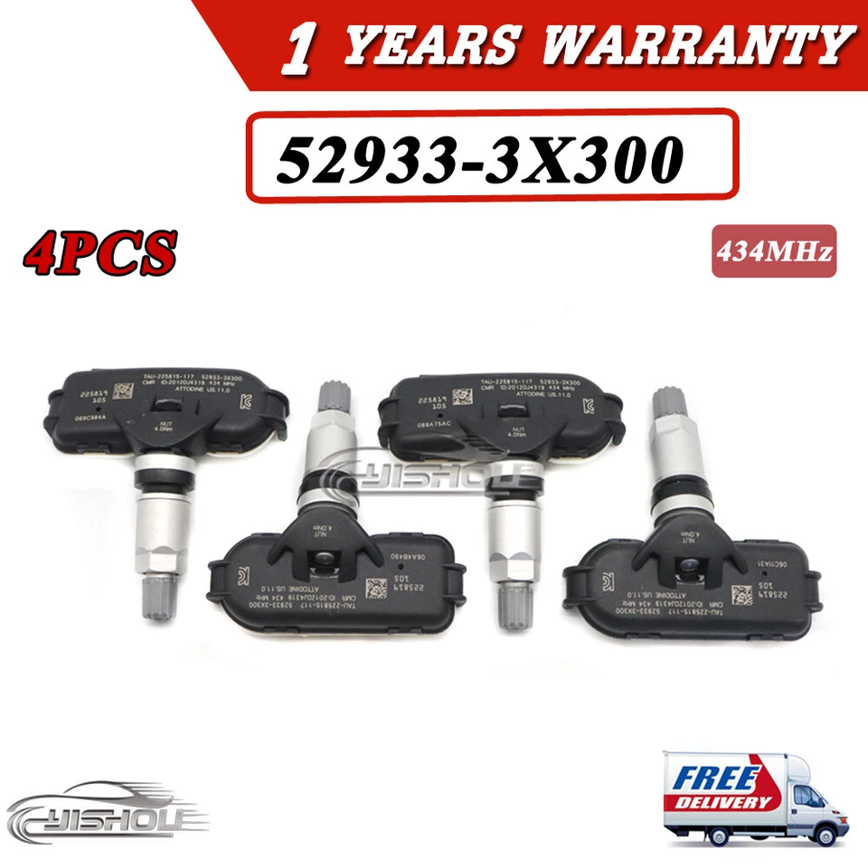 Sensor monitor de presión de neumáticos TPMS 4*PIEZAS 52933-3X300 para Hyundai Elantra 10-14 Foto 1 de 4