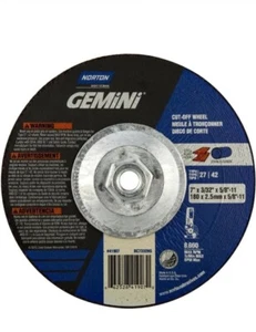 QTY: 10 NORTON Gemini GRINDER Wheel Cut-Off Wheels T27 7 x 3/32 x 5/8-11 Grit24 - Picture 1 of 6