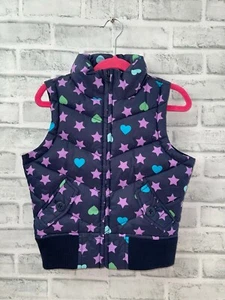 NWT GAP KIDS GAPKIDS GIRLS SMALL 6-7 PUFFER VEST STARS & HEARTS GALAXY PURPLE BL - Picture 1 of 2