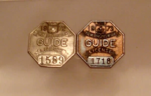 2 Insignias de Licencia de Guía Canadiense Nuevo Brunswick 1972-73 (BOTÓN DE PIN) - Imagen 1 de 6