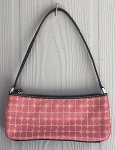 BAGUETTE KATE SPADE NY Y2K DOT NOEL, LONA ROSA, RIBETE DE CUERO, ¡LINDA! - Imagen 1 de 17