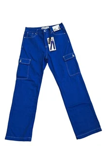 S.O.N.G. Blue Denim Pants Jeans Cargo 90's Boyfriend High Rise Juniors Size 9/29 - Picture 1 of 7